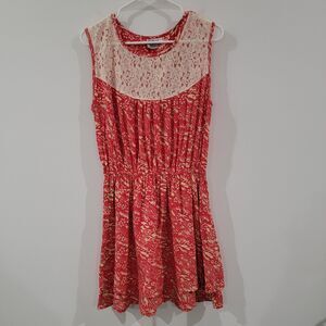 Vintage Go Fish Womens Knee Length‎ Dress Size Large Floral Drop Waist Lace